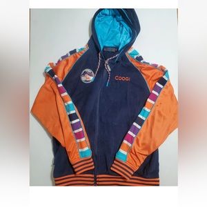 Vintage Coogi men’s bird embroidery aqua zipup corduroy jacket/hoodie. XXXL.